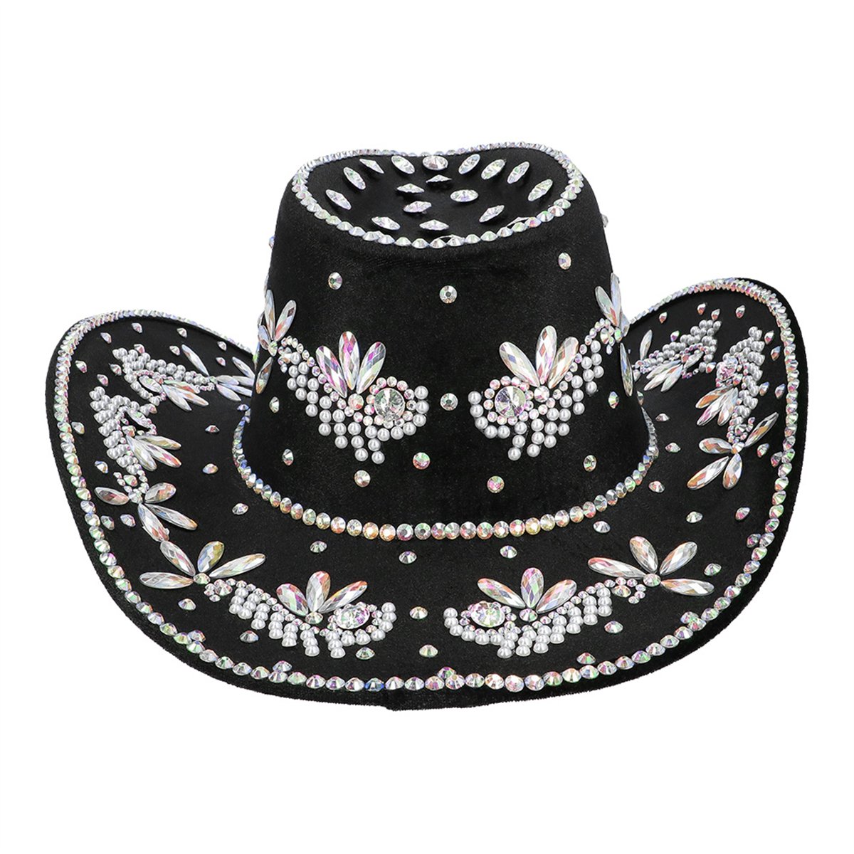 Sort Cowboyhat Crystal med Rhinsten Sort Cowboyhat Crystal med Rhinsten
