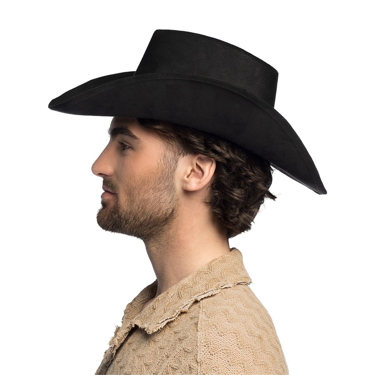 Sort Cowboyhat Bronco i ruskindslook – klassisk westernhat Sort Cowboyhat Bronco i ruskindslook – klassisk westernhat