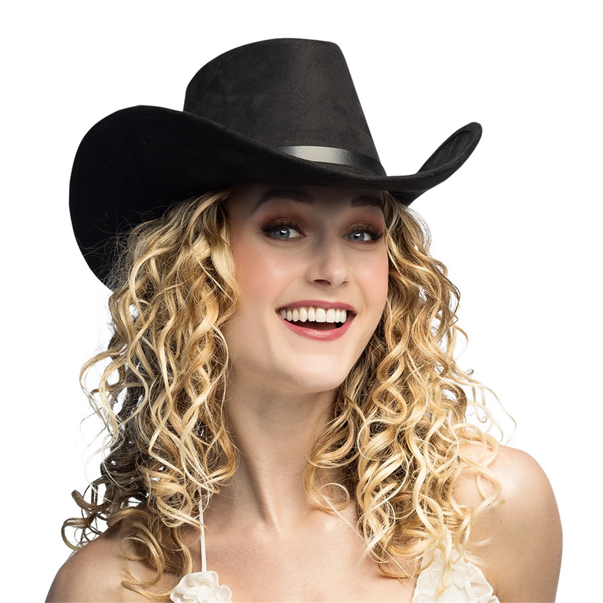 Sort Cowboyhat Bronco i ruskindslook – klassisk westernhat Sort Cowboyhat Bronco i ruskindslook – klassisk westernhat