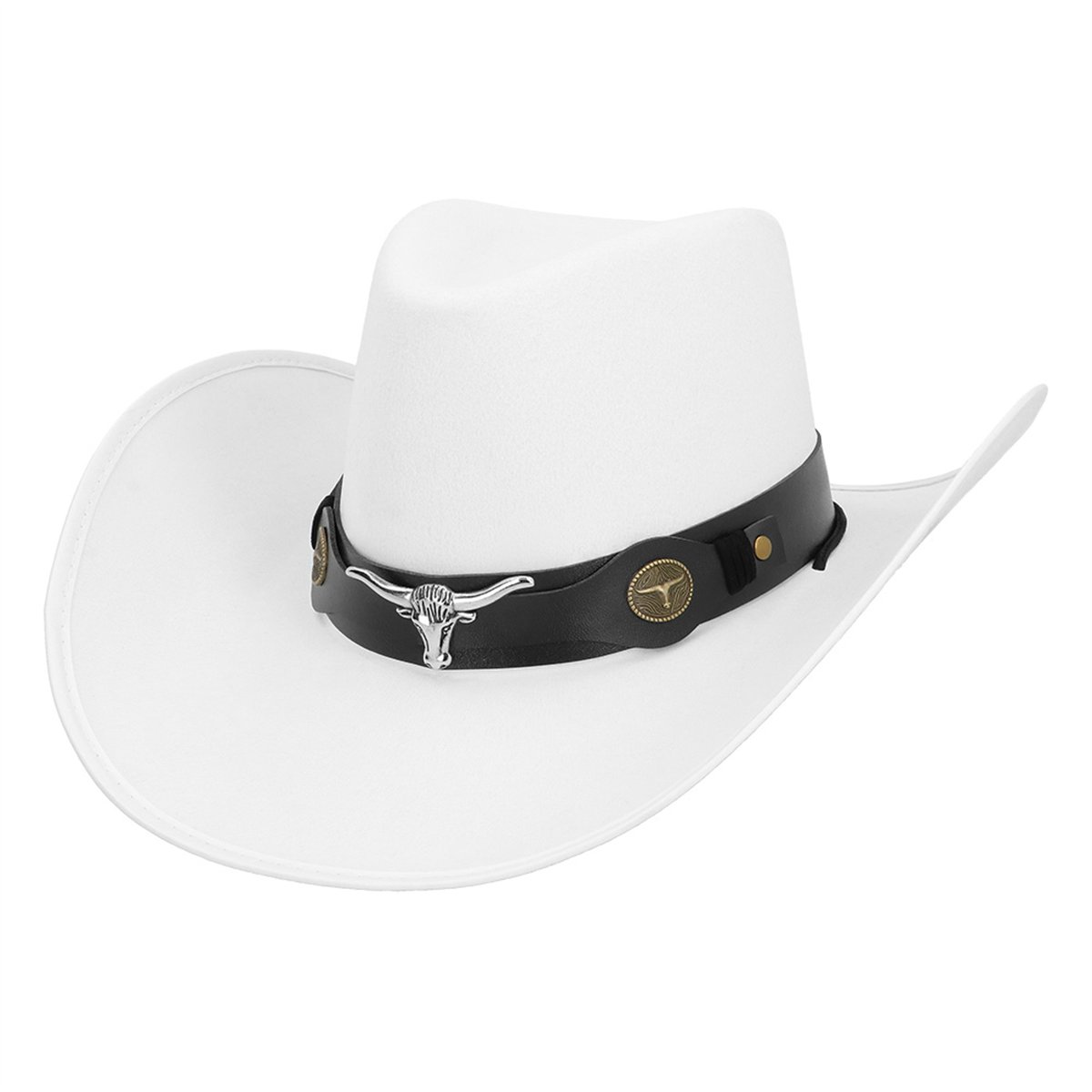 Hvid Cowboyhat Bronco i ruskindslook – klassisk westernhat Hvid Cowboyhat Bronco i ruskindslook – klassisk westernhat