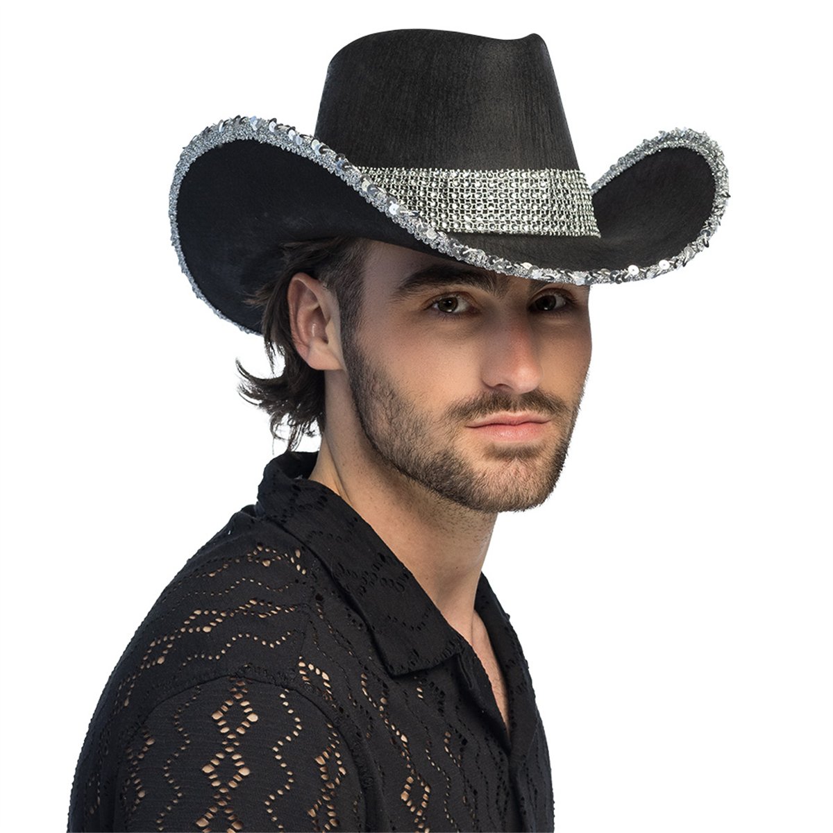 Hvid Cowboyhat Bronco i ruskindslook – klassisk westernhat Hvid Cowboyhat Bronco i ruskindslook – klassisk westernhat