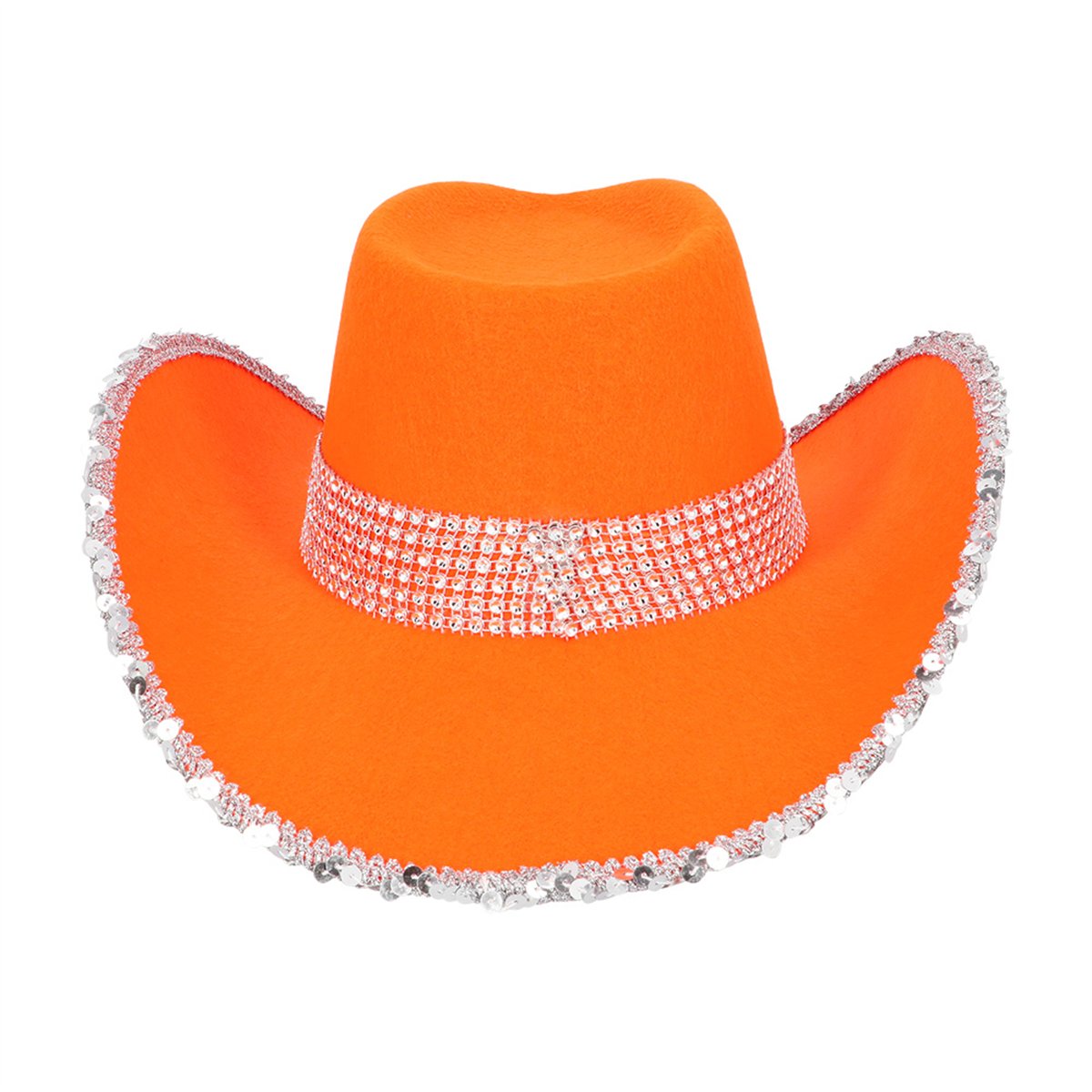 Orange Cowboyhat UV-effekt – med Rhinsten Orange Cowboyhat UV-effekt – med Rhinsten