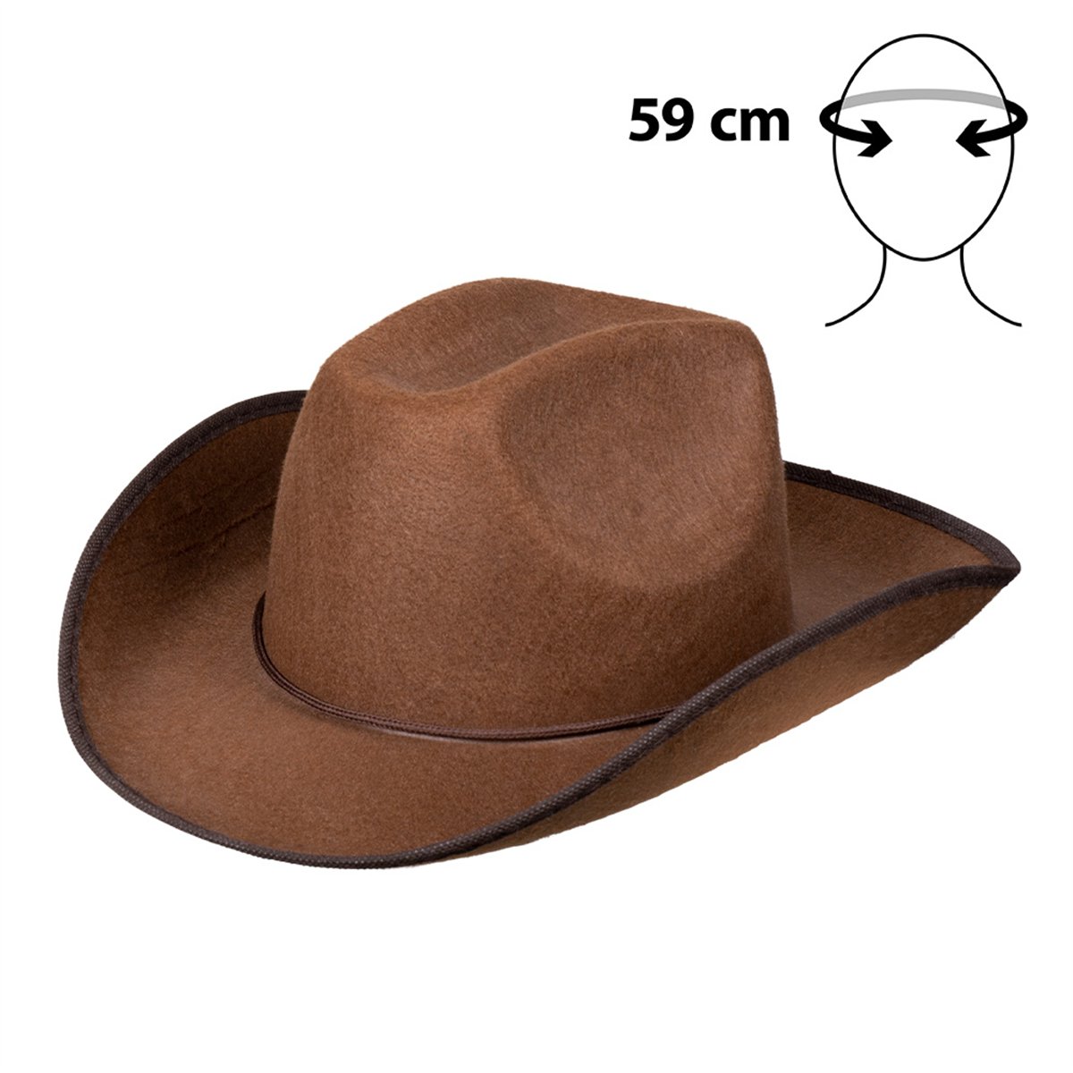 Cowboyhat &ndash; Brun Filthat med Hagesnor