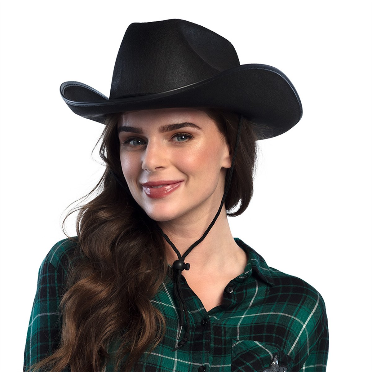 Cowboyhat – Sort Filthat med Hagesnor Cowboyhat – Sort Filthat med Hagesnor