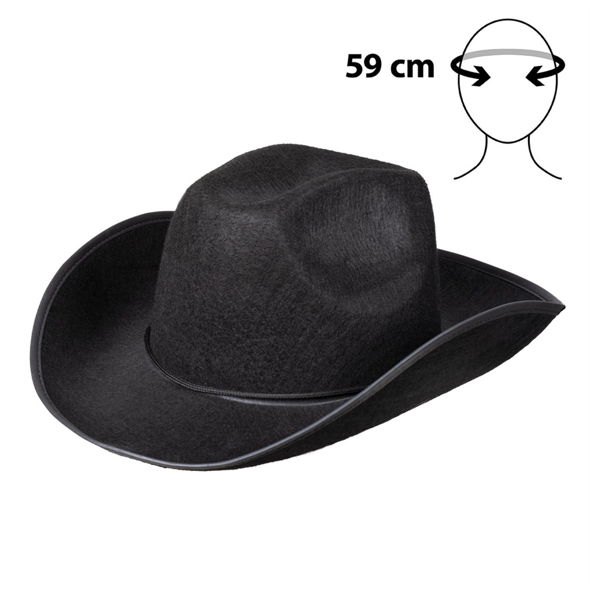 Cowboyhat – Sort Filthat med Hagesnor Cowboyhat – Sort Filthat med Hagesnor