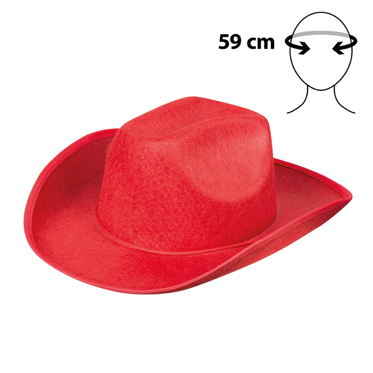 Cowboyhat &ndash; R&oslash;d Filthat med Hagesnor