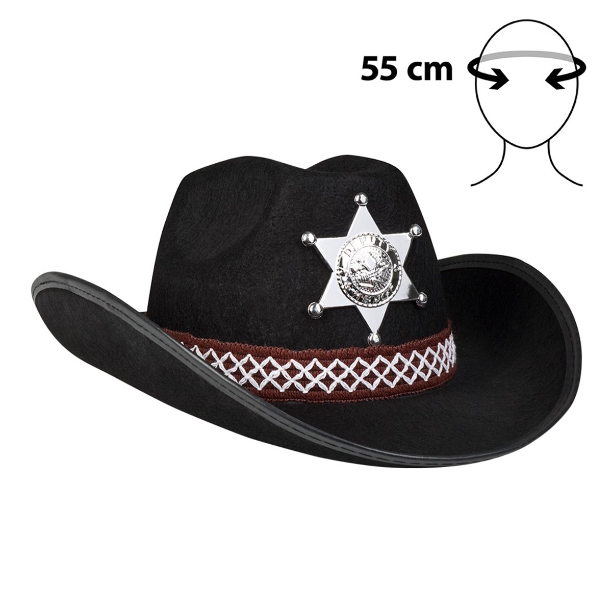 Sort Cowboyhat til Børn med Sheriffstjerne Sort Cowboyhat til Børn med Sheriffstjerne