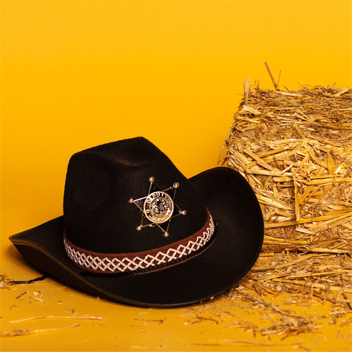 Sort Cowboyhat til Børn med Sheriffstjerne Sort Cowboyhat til Børn med Sheriffstjerne