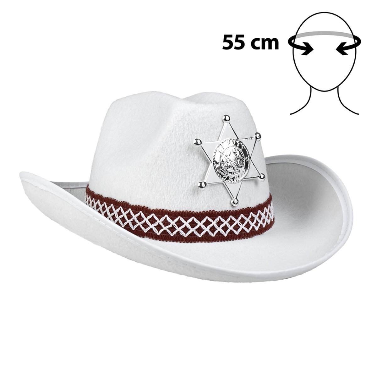 Hvid Cowboyhat til Børn med Sheriffstjerne Hvid Cowboyhat til Børn med Sheriffstjerne
