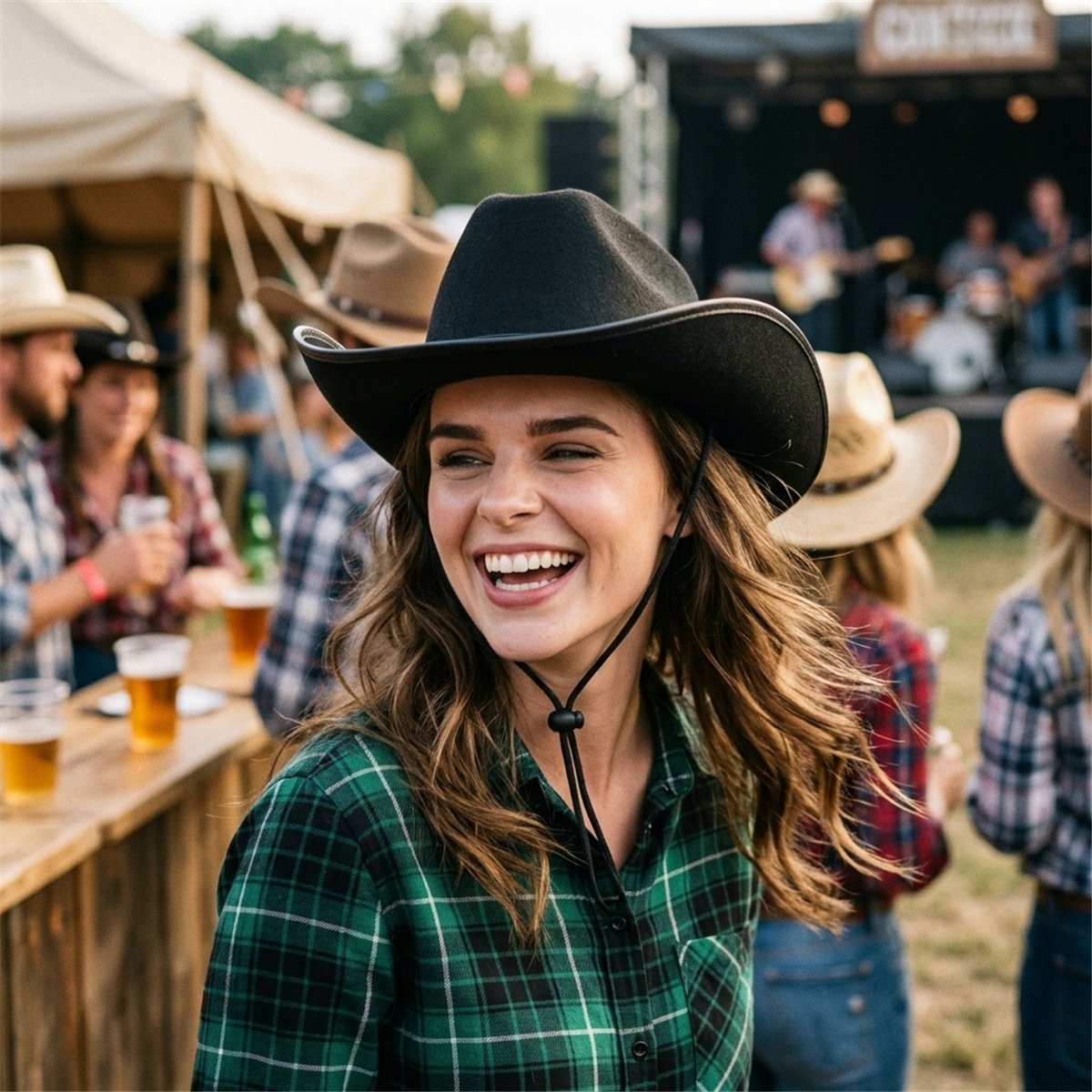 Cowboyhat – Sort Filthat med Hagesnor Cowboyhat – Sort Filthat med Hagesnor