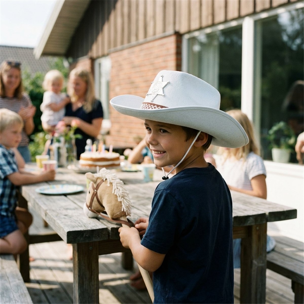 Hvid Cowboyhat til Børn med Sheriffstjerne Hvid Cowboyhat til Børn med Sheriffstjerne
