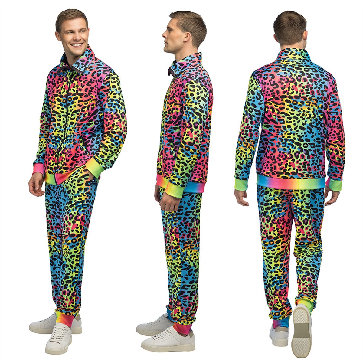 Neon Træningsdragt str. XL – Leopard Art Dude med UV-effekt Neon Træningsdragt str. XL – Leopard Art Dude med UV-effekt