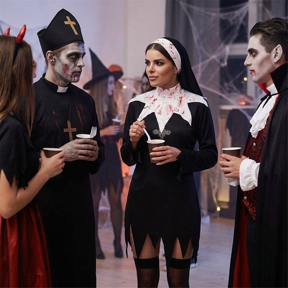 Blodig Nonne Kostume str. M - Sexet Nonnekostume Blodig Nonne Kostume str. M - Sexet Nonnekostume