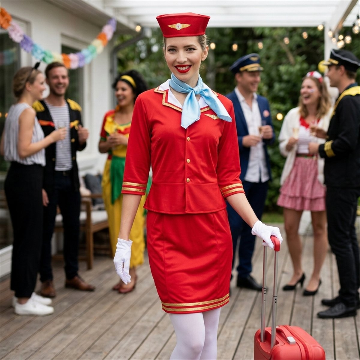 Stewardesse Kostume str. XL - Linda Flyværtinde Stewardesse Kostume str. XL - Linda Flyværtinde