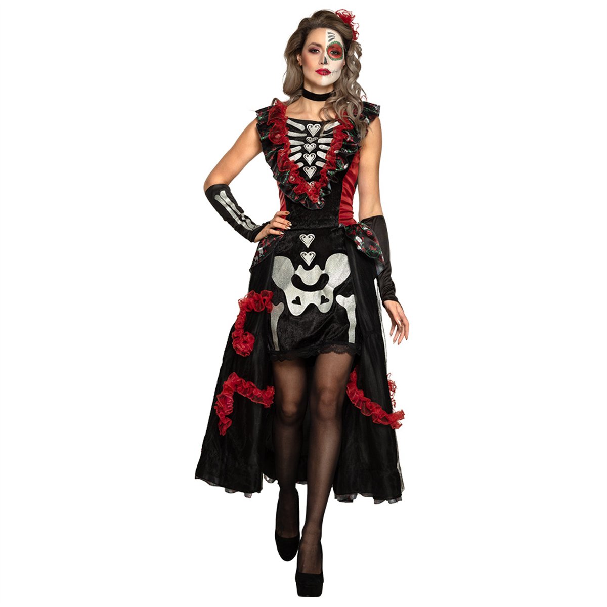 La Muerte Kostume str. 36/38 - Sexet Skeletkjole Day of the Dead