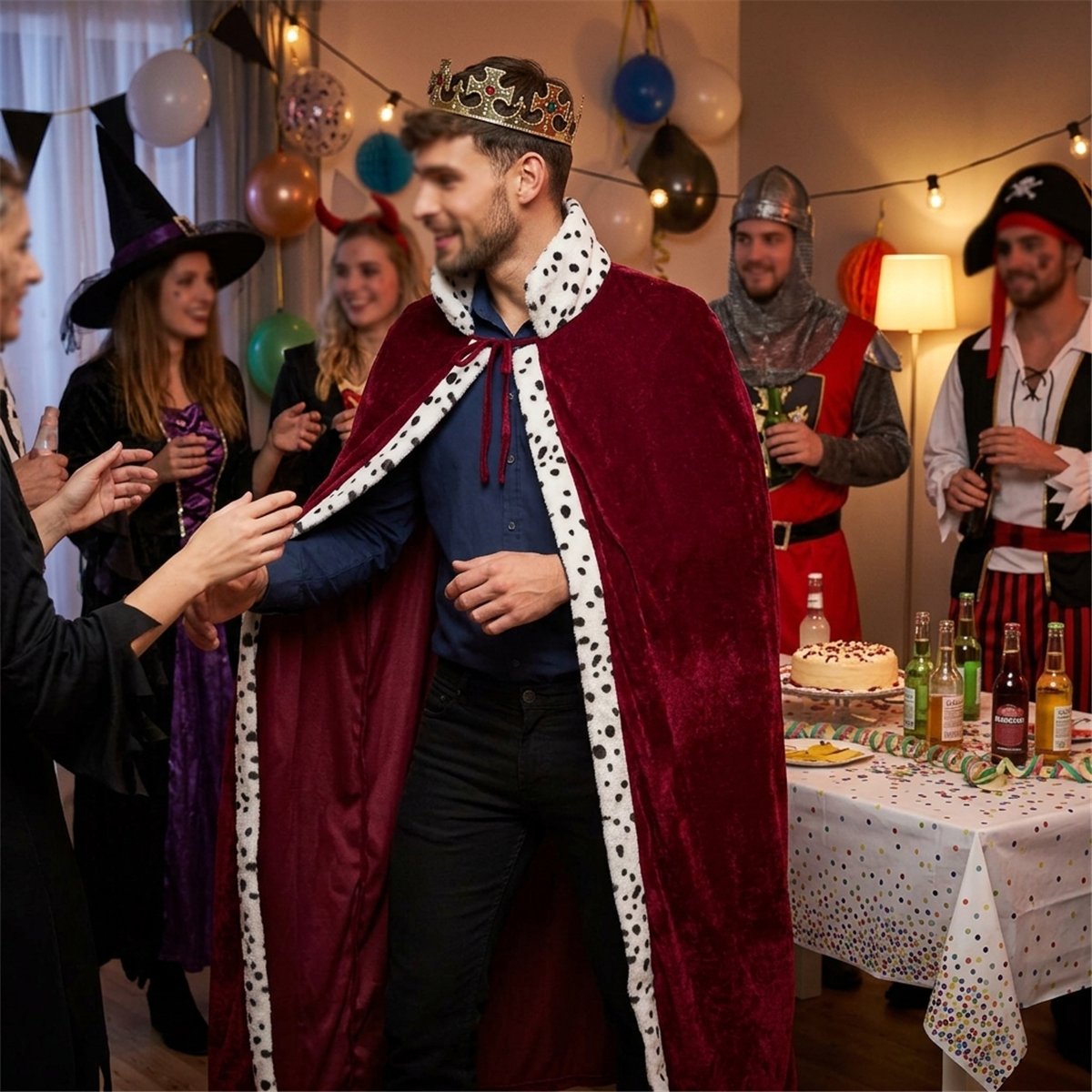 Kongekappe til Voksne 140 cm - Kongekostume med Hermelinskant