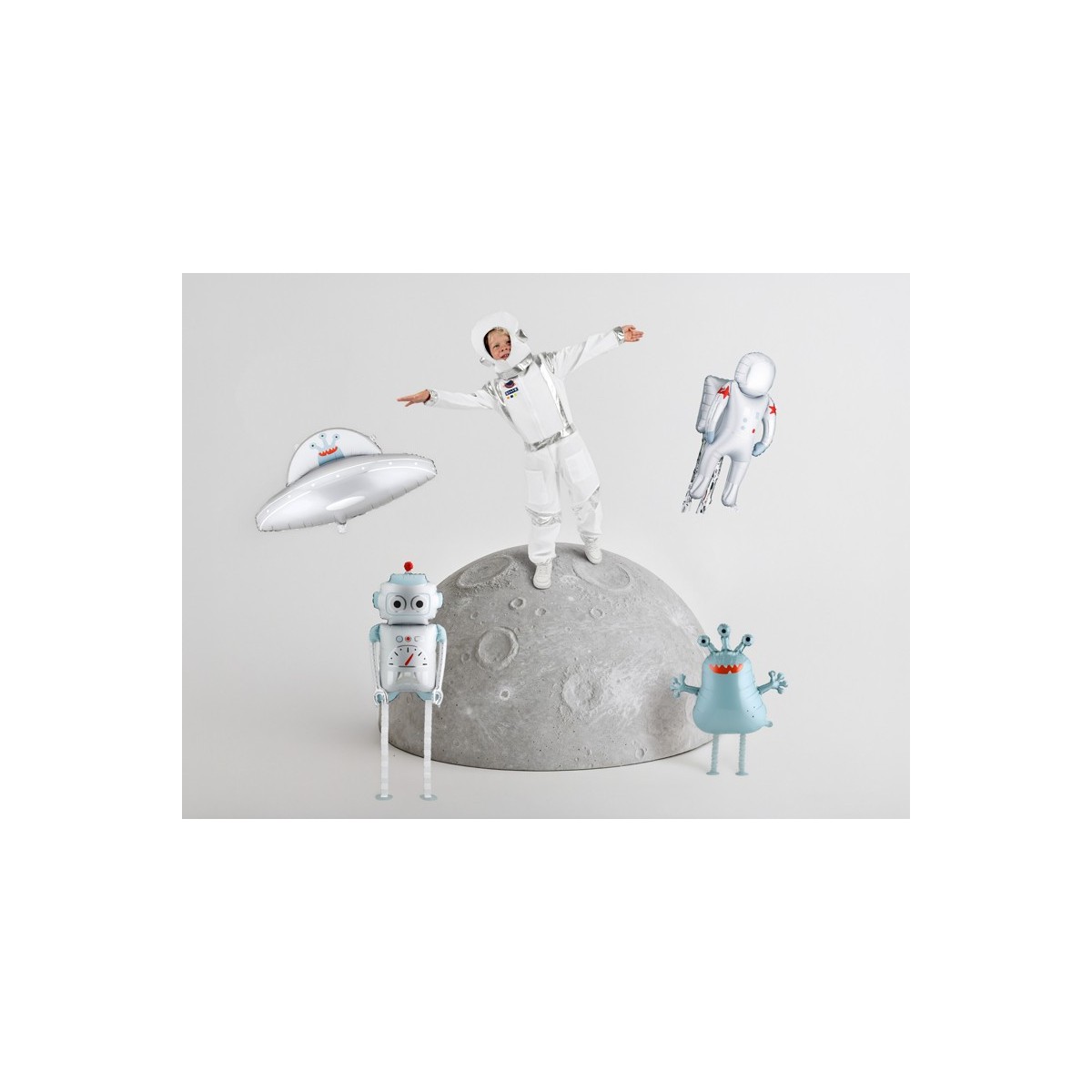 Foil balloon UFO, 79x55 cm, silver