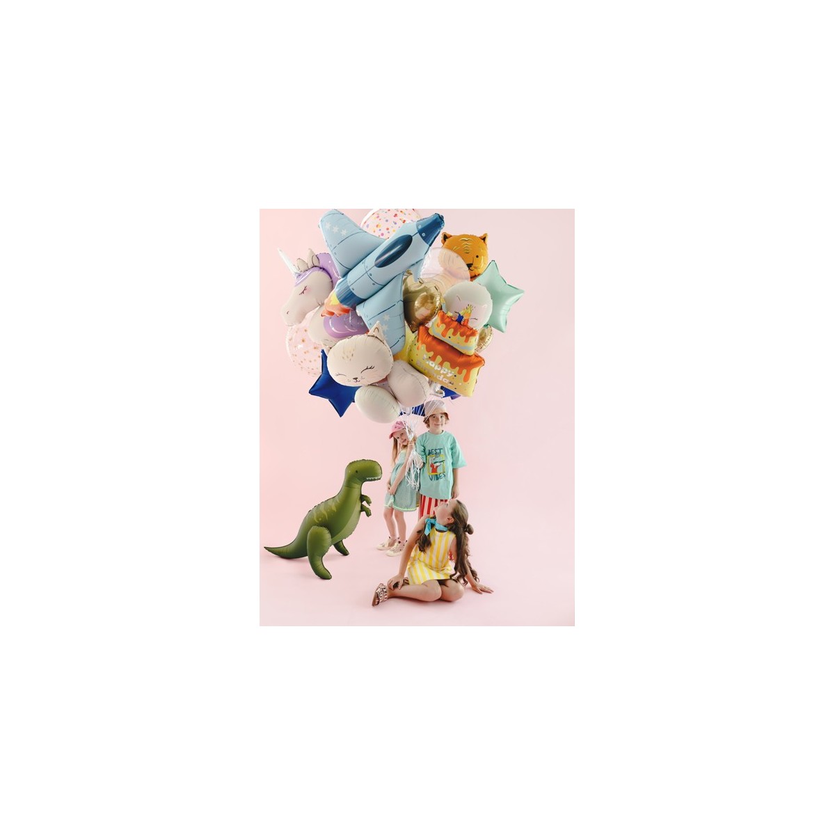 Standing foil balloon T-Rex, 93x79 cm, green Standing foil balloon T-Rex, 93x79 cm, green