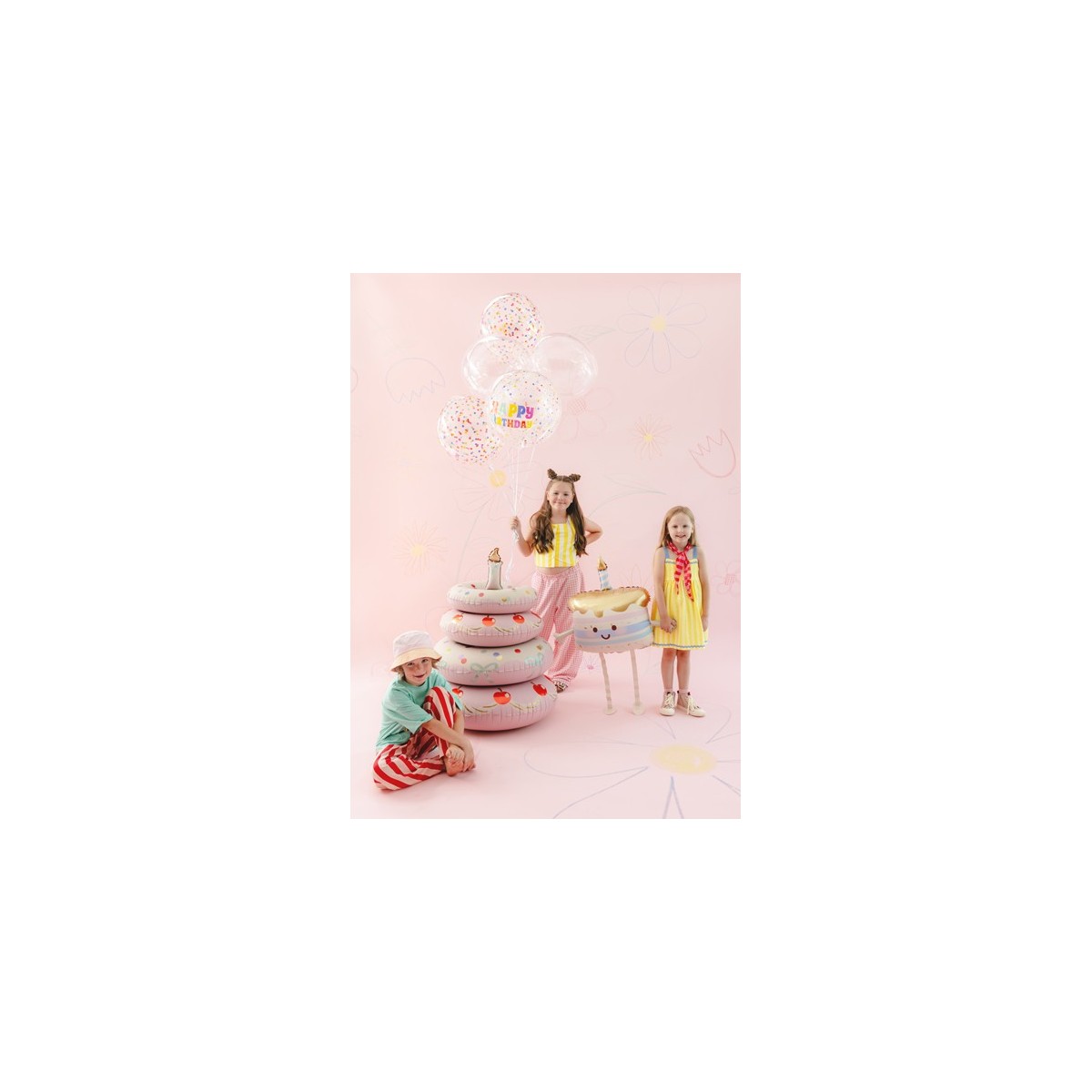Standing foil balloon Cake, 72x89 cm, pink