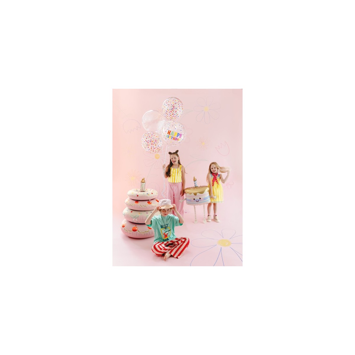 Standing foil balloon Cake, 72x89 cm, pink