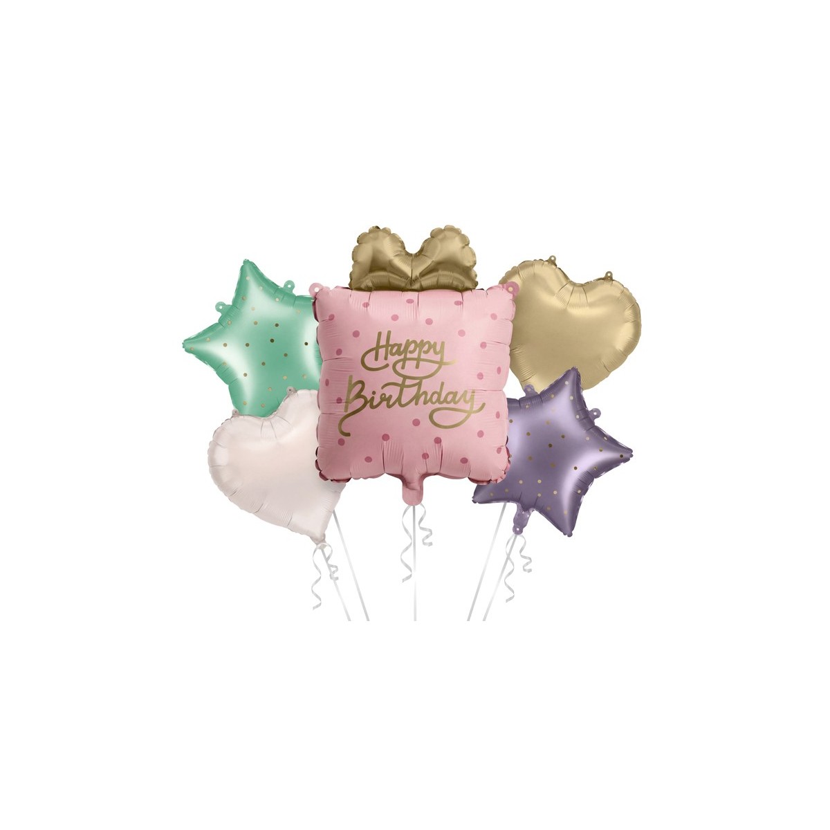 Foil balloon set Gift Happy Birthday, mix (1 pkt / 5 pc.) Foil balloon set Gift Happy Birthday, mix (1 pkt / 5 pc.)