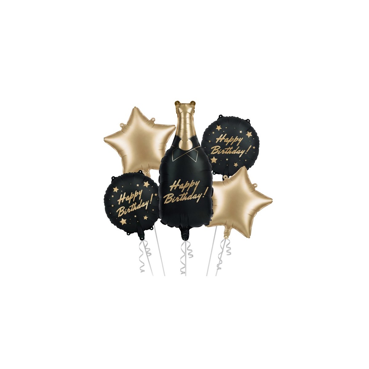 Foil balloon set Bottle Happy Birthday, mix (1 pkt / 5 pc.) Foil balloon set Bottle Happy Birthday, mix (1 pkt / 5 pc.)