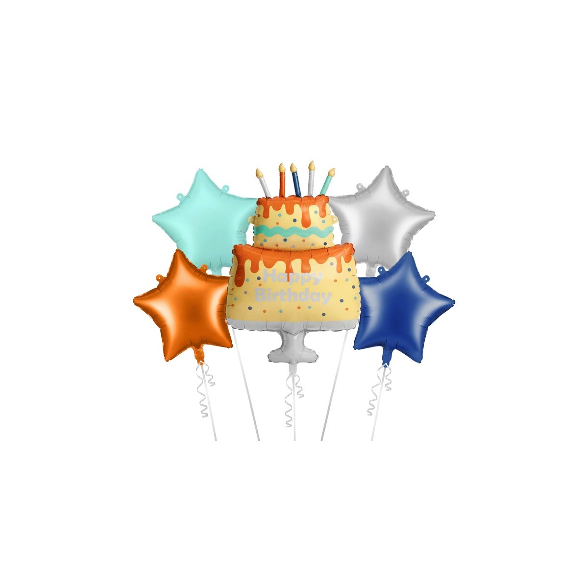Foil balloon set Colourful Cake Happy Birthday, mix (1 pkt / 5 pc.) Foil balloon set Colourful Cake Happy Birthday, mix (1 pkt / 5 pc.)