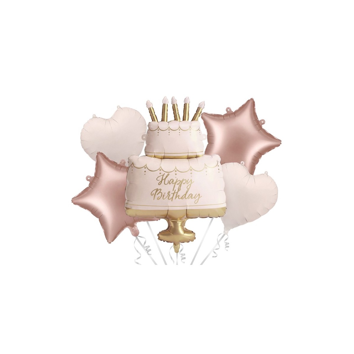 Foil balloon set Pastel Cake Happy Birthday, mix (1 pkt / 5 pc.) Foil balloon set Pastel Cake Happy Birthday, mix (1 pkt / 5 pc.)