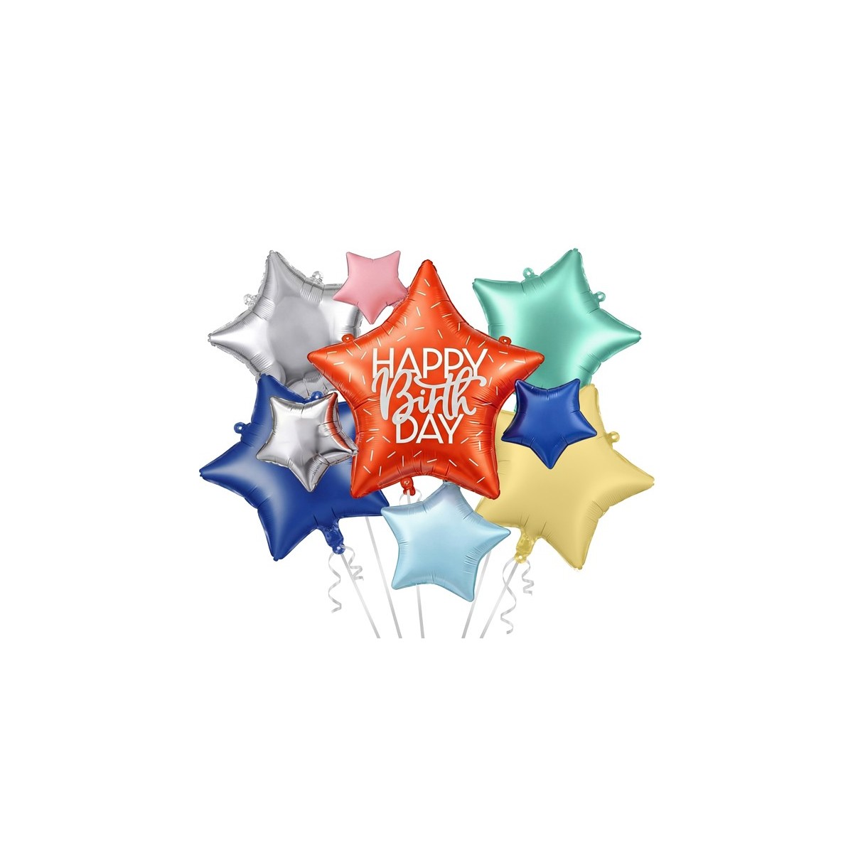 Foil balloon set Happy Birthday Stars, mix (1 pkt / 5 pc.) Foil balloon set Happy Birthday Stars, mix (1 pkt / 5 pc.)