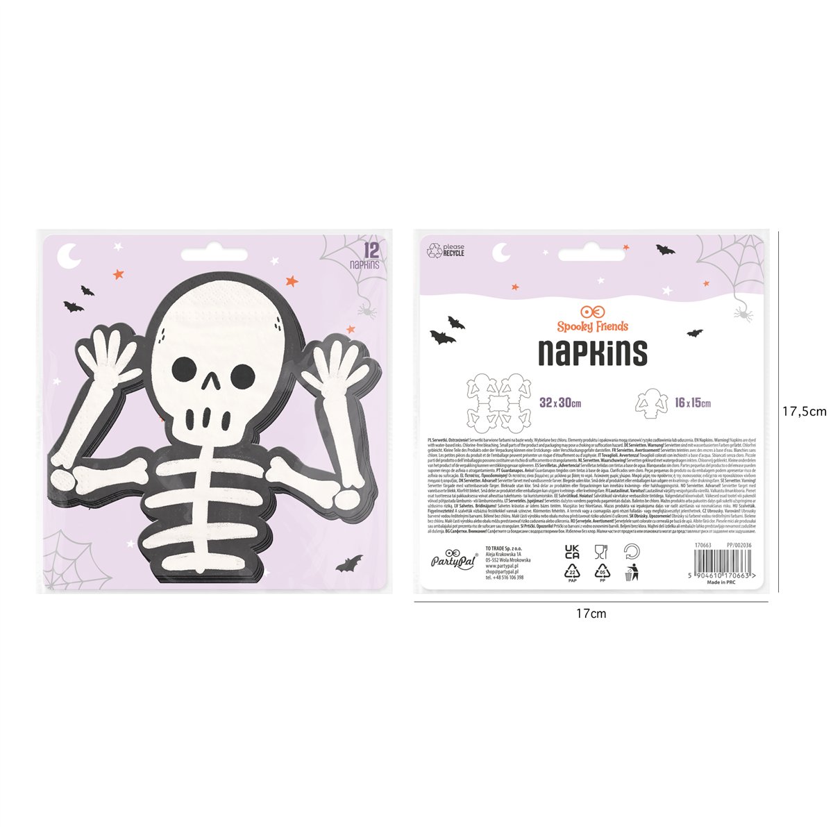 12 stk. Skeletservietter til halloween - Spooky Friends 12 stk. Skeletservietter til halloween - Spooky Friends