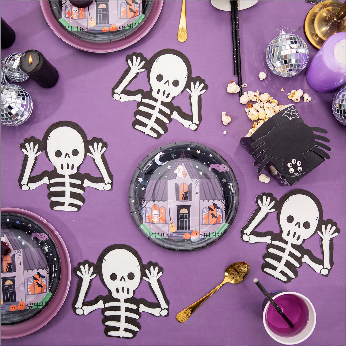 12 stk. Skeletservietter til halloween - Spooky Friends 12 stk. Skeletservietter til halloween - Spooky Friends