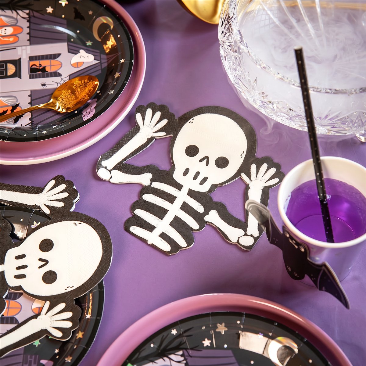 12 stk. Skeletservietter til halloween - Spooky Friends 12 stk. Skeletservietter til halloween - Spooky Friends