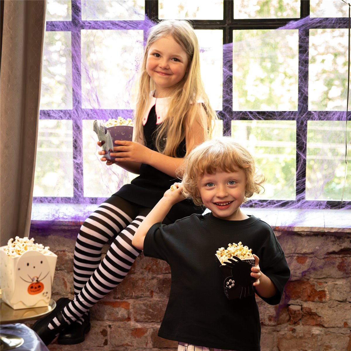 6 stk. Popcorn&aelig;sker med Monster Motiv &ndash; Sjov Snackservering