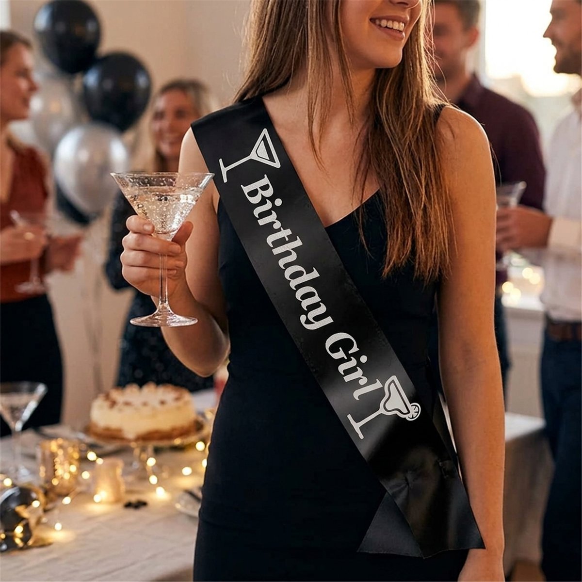 Birthday Girl Ordensbånd Sort med Metallic Sølvtryk Birthday Girl Ordensbånd Sort med Metallic Sølvtryk