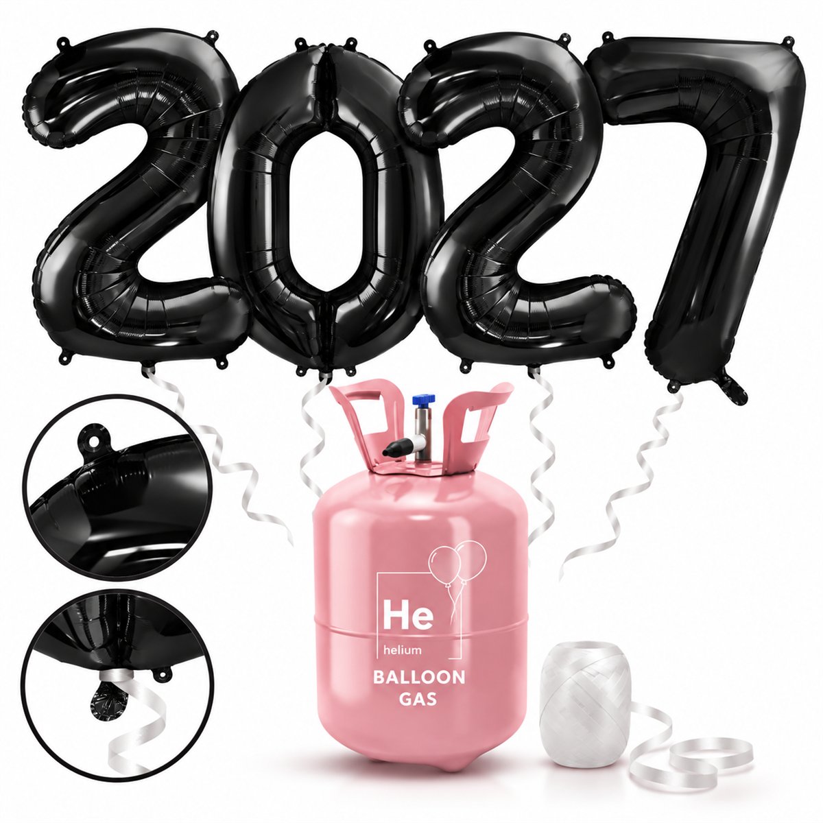 Folieballon Tal 2027 Sort Helium Sæt 86 cm Folieballon Tal 2027 Sort Helium Sæt 86 cm
