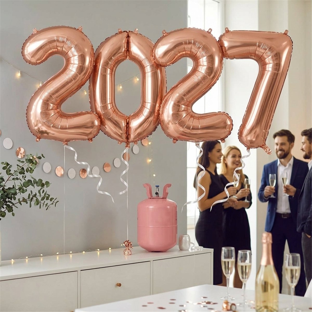 Folieballoner Tal 2027 Rose Guld 86 cm med Helium