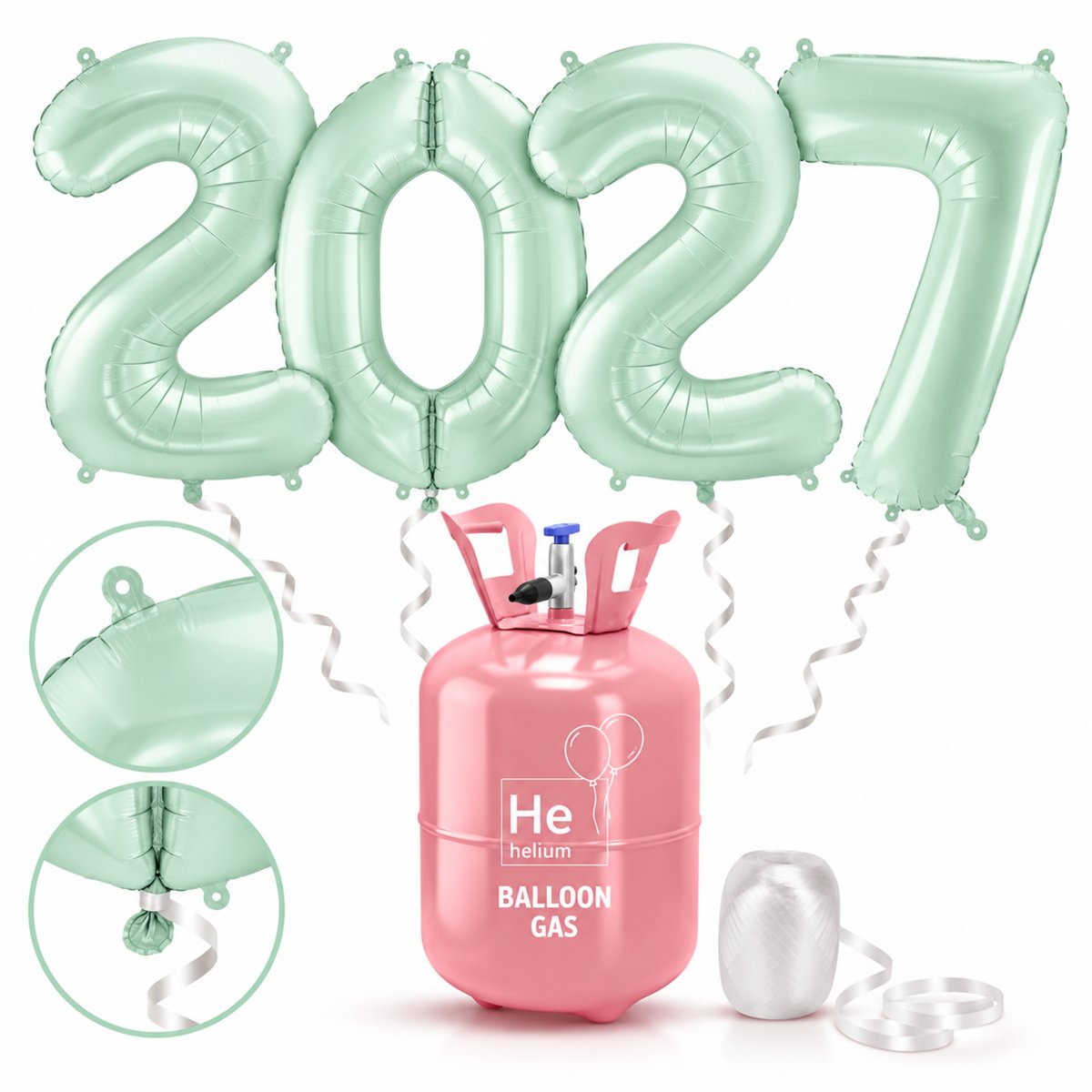 Folieballon Tal 2027 Pastel Mintgrøn 72 cm Helium Sæt Folieballon Tal 2027 Pastel Mintgrøn 72 cm Helium Sæt
