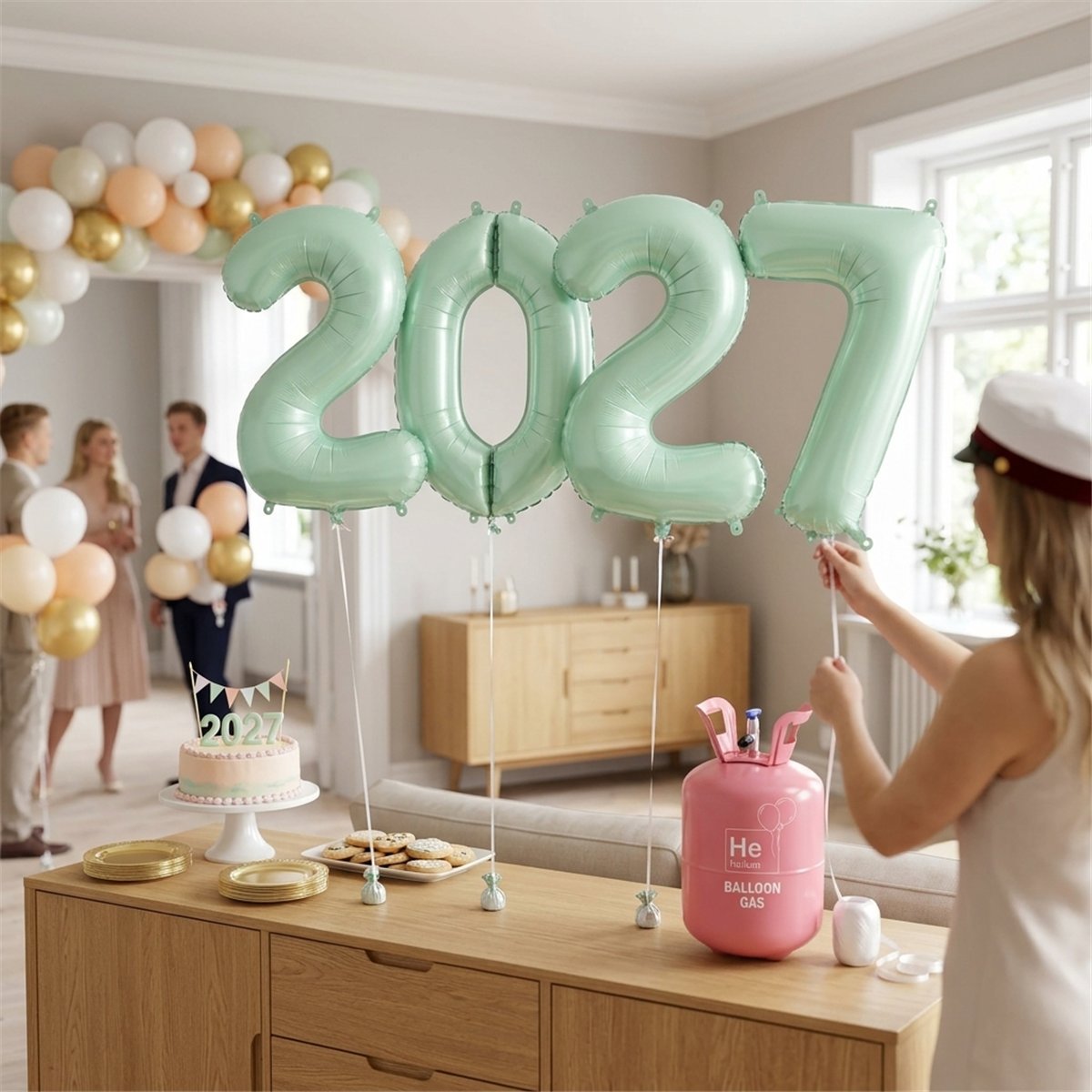 Folieballon Tal 2027 Pastel Mintgrøn 72 cm Helium Sæt Folieballon Tal 2027 Pastel Mintgrøn 72 cm Helium Sæt