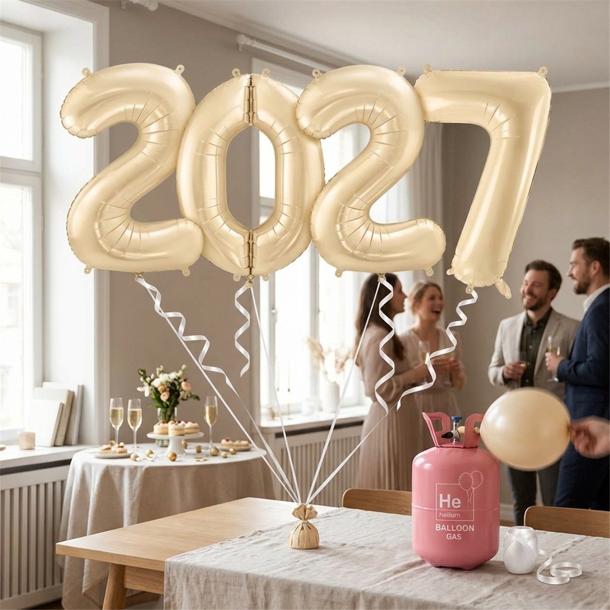 Folieballon Tal 2027 Pastel Beige Creme 72 cm Helium S&aelig;t