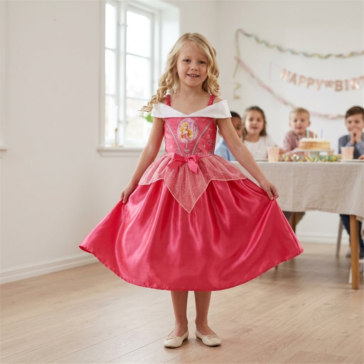 Tornerose str. M (116 cm) kostume til b&oslash;rn &ndash; Disney&reg; prinsessekjole,