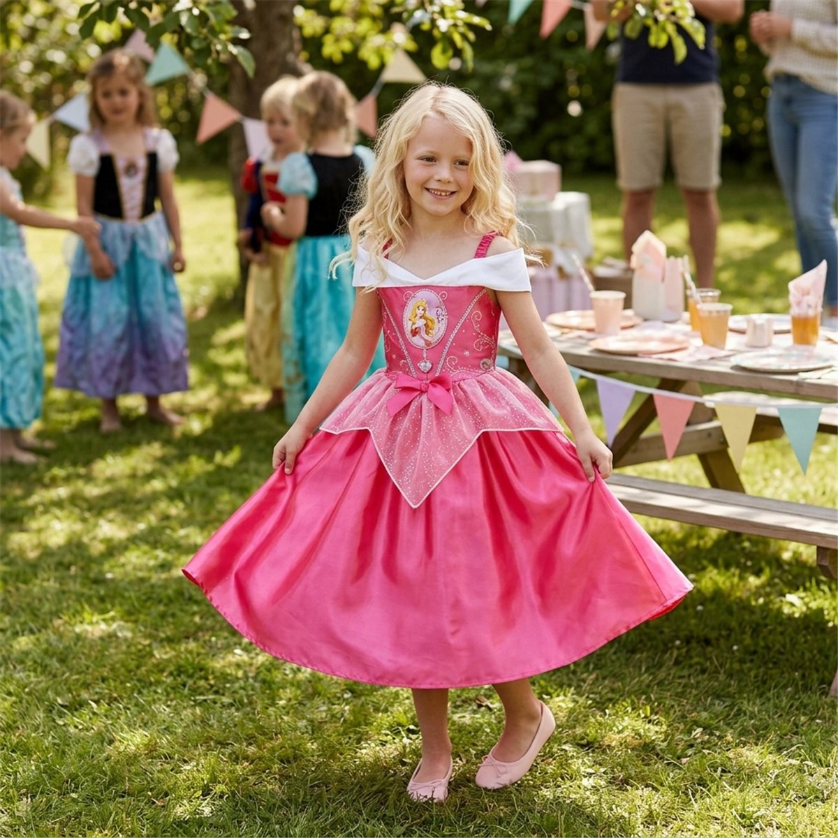 Tornerose str. L (128 cm) kostume til børn – Disney® prinsessekjole, Tornerose str. L (128 cm) kostume til børn – Disney® prinsessekjole,