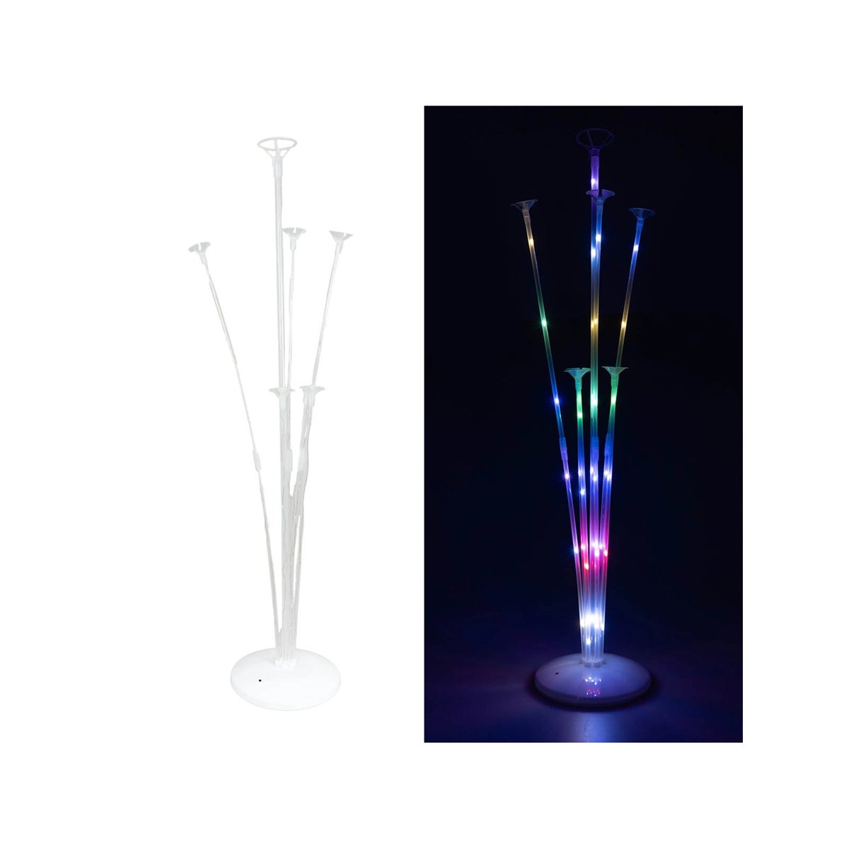 LED Ballonstativ transparent 70 cm til 7 balloner