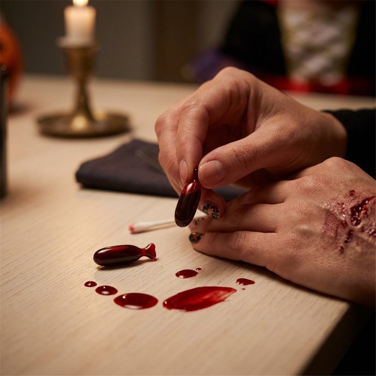 Kunstigt blod i kapsler – 5 stk. blodkapsler til Halloween makeup Kunstigt blod i kapsler – 5 stk. blodkapsler til Halloween makeup