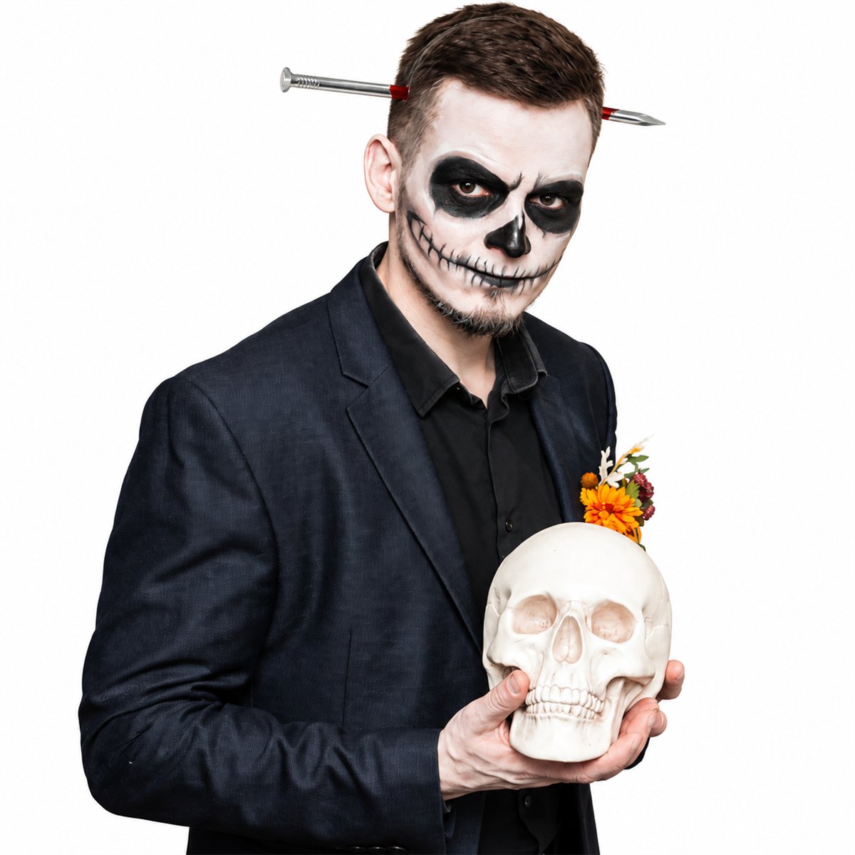 Hårbøjle med søm gennem hovedet – Halloween pandebånd Hårbøjle med søm gennem hovedet – Halloween pandebånd