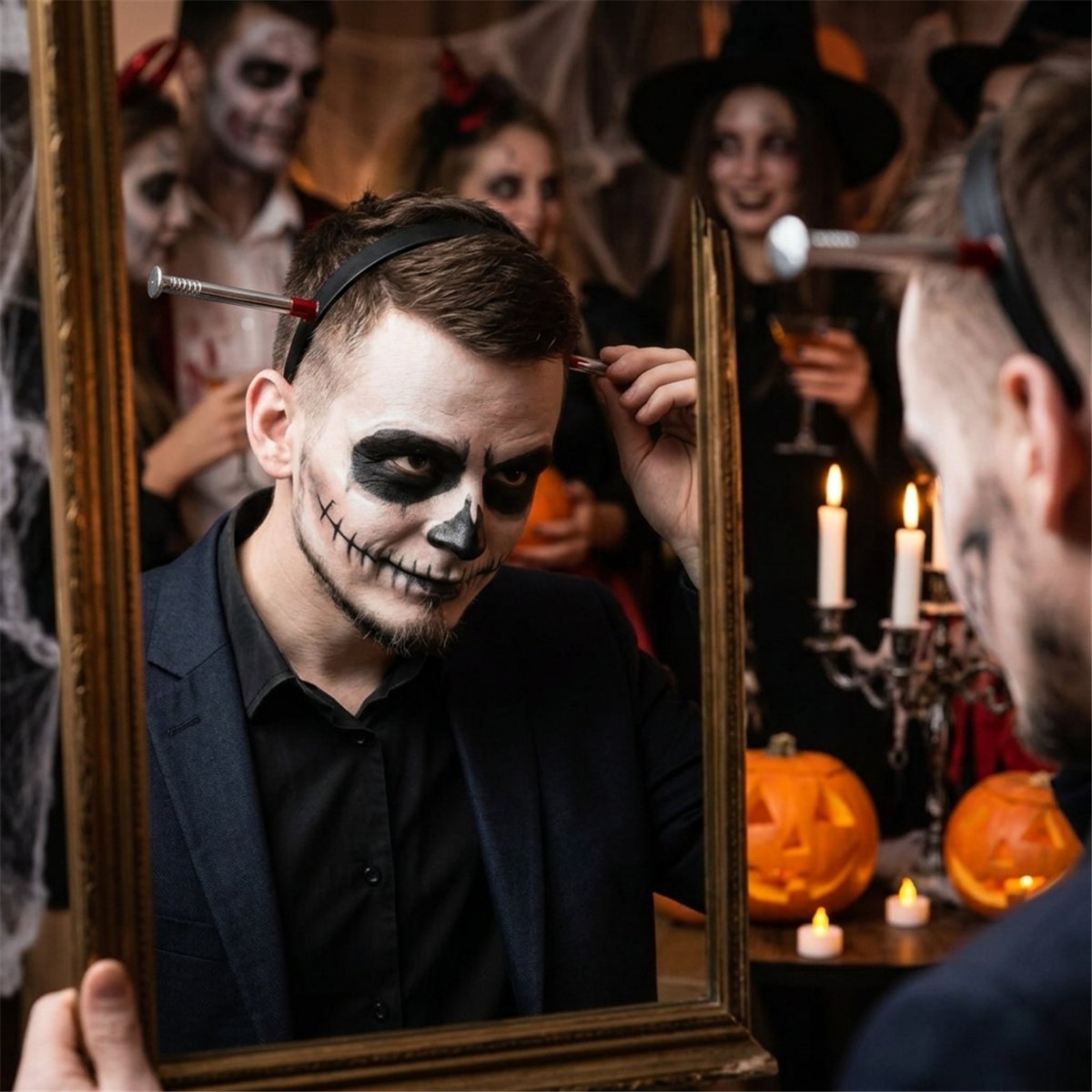 Hårbøjle med søm gennem hovedet – Halloween pandebånd Hårbøjle med søm gennem hovedet – Halloween pandebånd