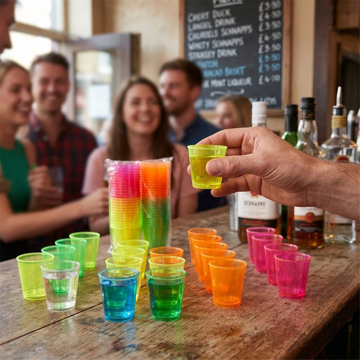 50 stk. Genbrugelige Shotglas i Neon – 30 ml Plastglas i 4 Farver 50 stk. Genbrugelige Shotglas i Neon – 30 ml Plastglas i 4 Farver