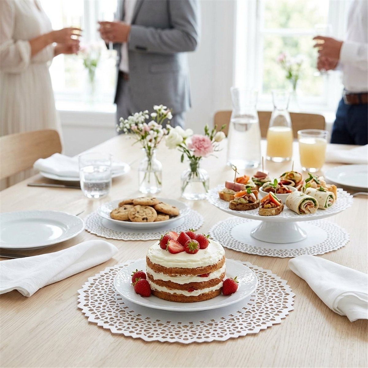 100 stk. Papirunderlag Hvid med Blondekant 25 cm