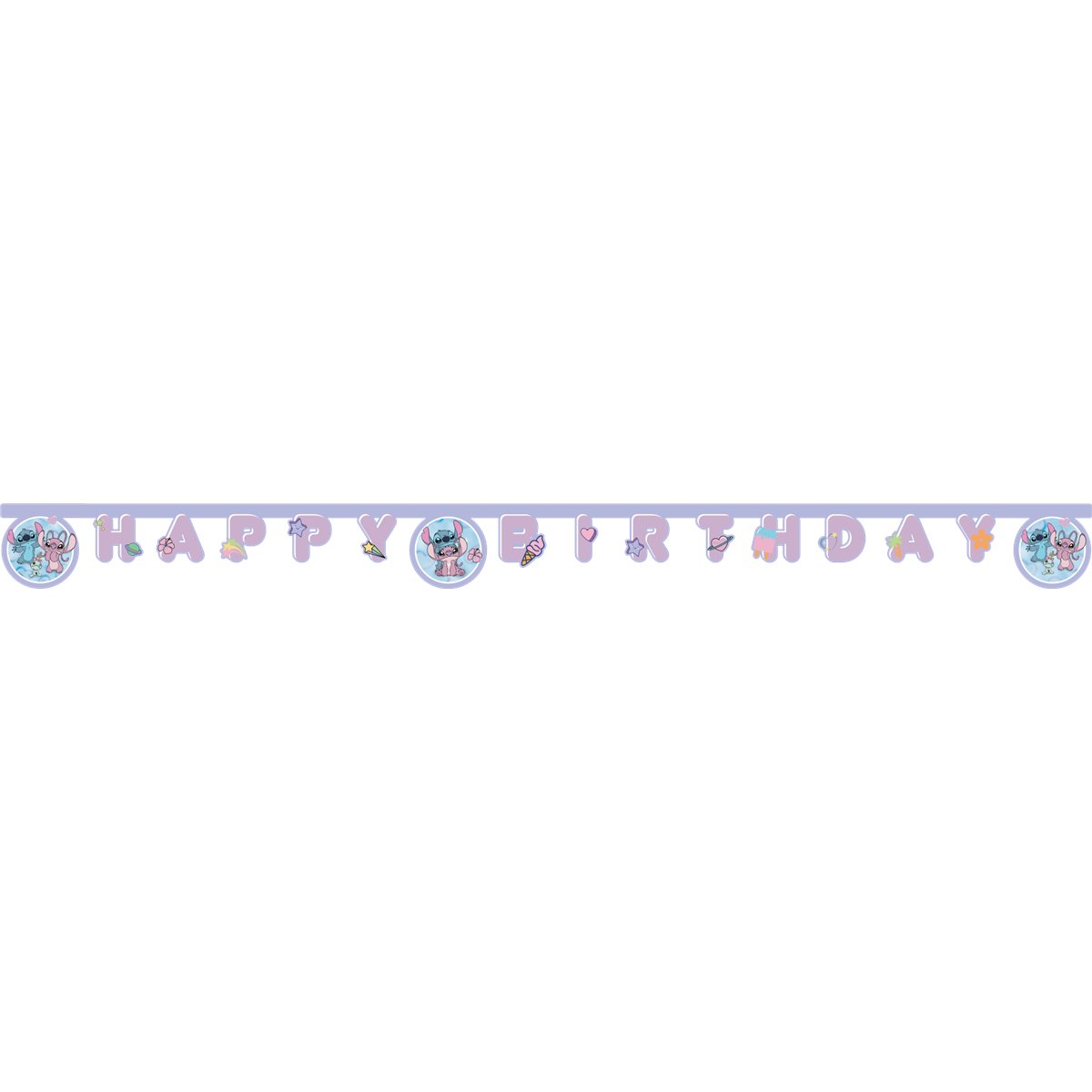 Disney® Stitch & Angel Happy Birthday papirbanner lilla Disney® Stitch & Angel Happy Birthday papirbanner lilla