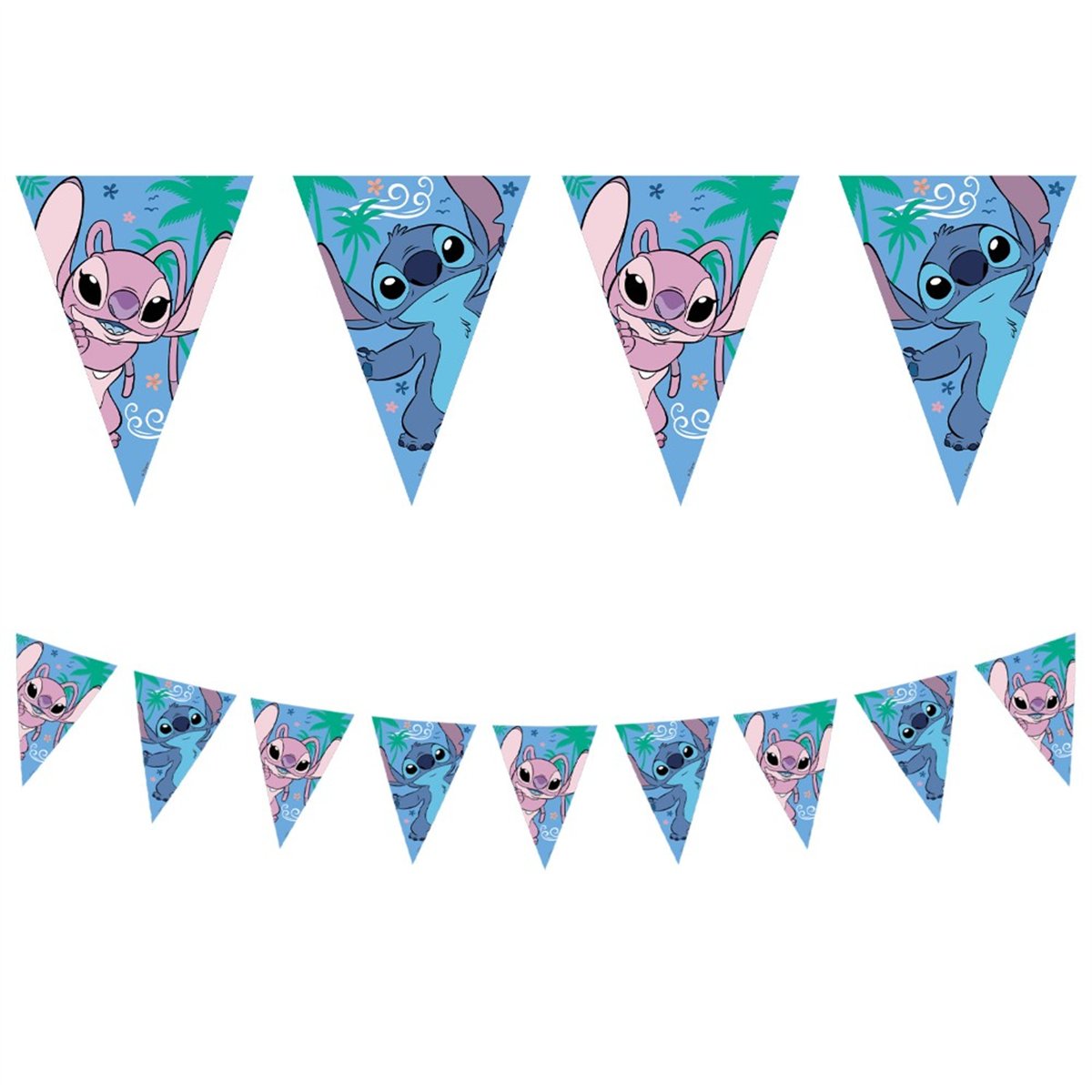 Disney® Stitch & Angel vimpelguirlande 230 cm – 9 flag Disney® Stitch & Angel vimpelguirlande 230 cm – 9 flag