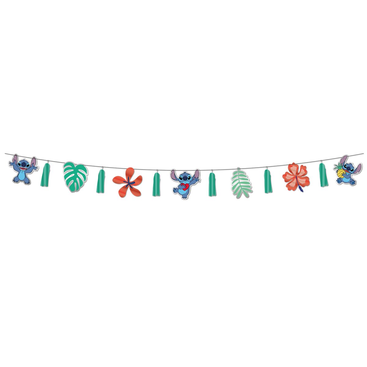 Disney® Stitch guirlande med kvaster turkis Disney® Stitch guirlande med kvaster turkis